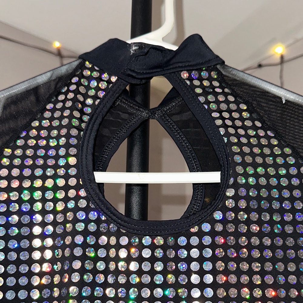 Source Unknown Black And Silver Sequin Blouse - image 4